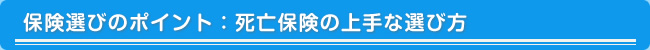 保険選びのポイント：死亡保険の上手な選び方